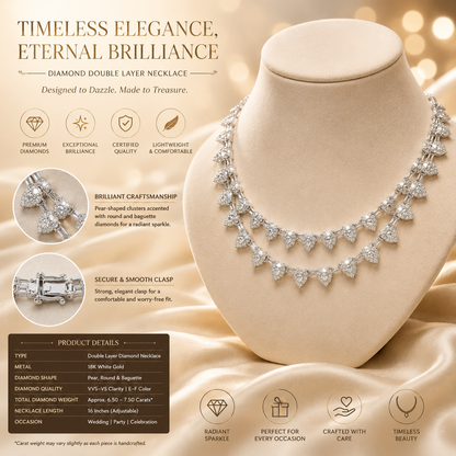 Flomae Silver-Plated AD Heart Necklace Set for Women | Designer Statement Necklace with Matching Earrings | Bridal, Party & Festive Jewellery