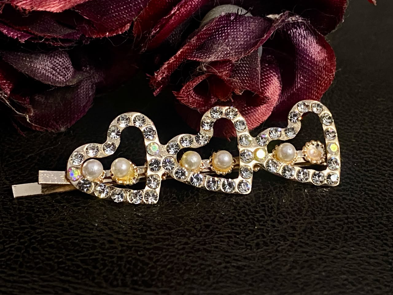 Trendy Korean Stones Hair Clips for Girls & amp; Women | Party Wear Hair Pin Set of 3