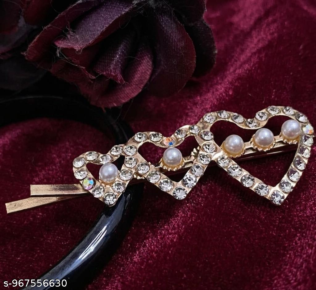 Premium Pearl Rhinestone Hair Clips for Women | Geometric Designer Hair Pins Set of 3